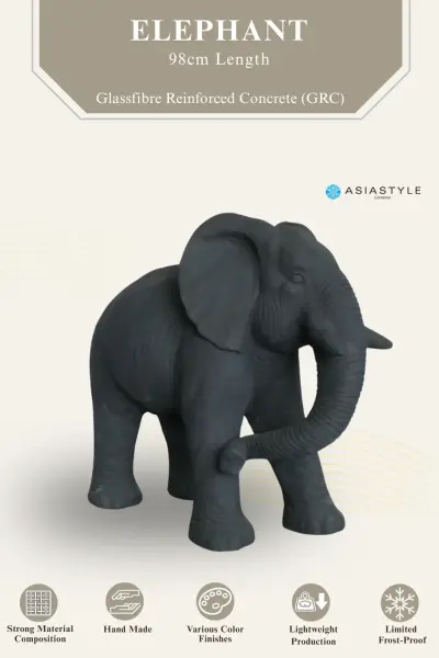 Product image of the product “Elephant, 98cm Length | GRC (Glassfibre Reinforced Concrete), Bronze Finish ”